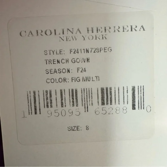 CAROLINA HERRERA Trench Gown in Fig Multi Purple Floral Belted Dress Size 8 NWT - Picture 13 of 13